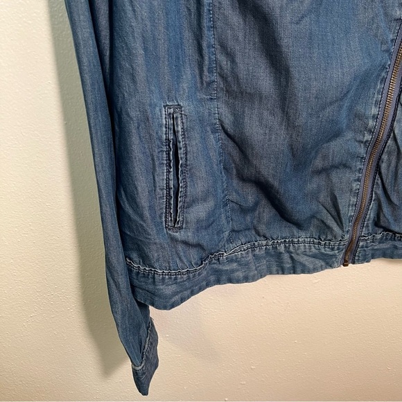 Nine West Jeans Chambray Moto Jacket Asymmetric Zip L - Picture 4 of 11